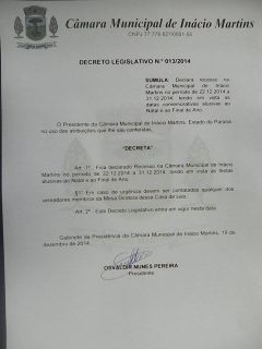 Câmara decreta Recesso Legislativo 