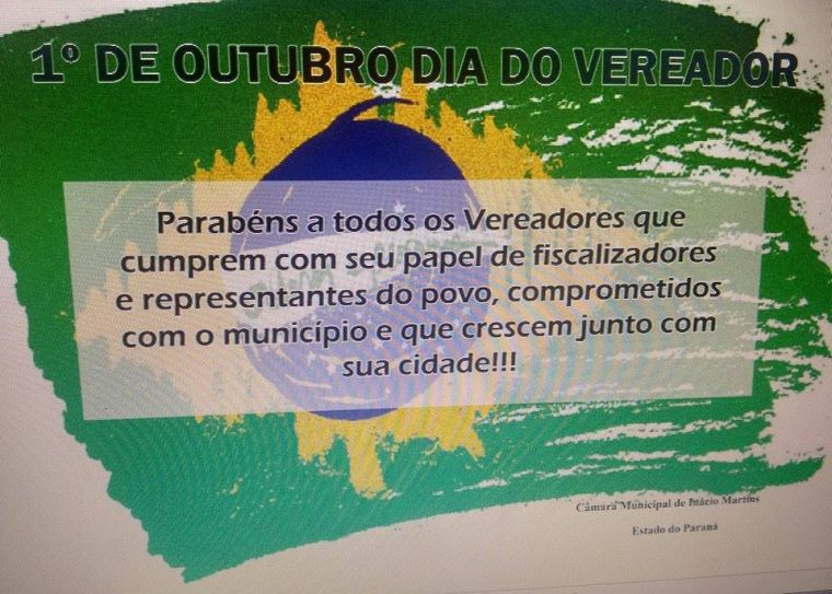 1º DE OUTUBRO- DIA DO VEREADOR