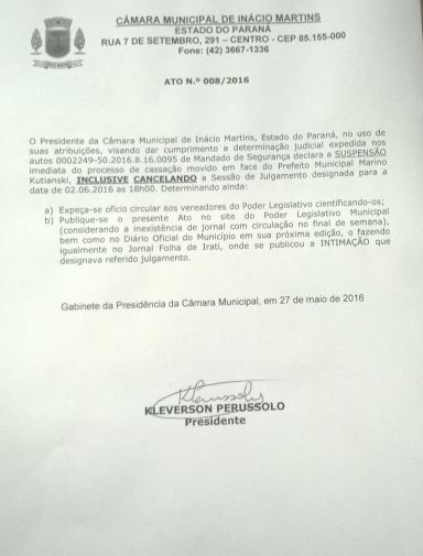 Cancelada Sessão de Julgamento